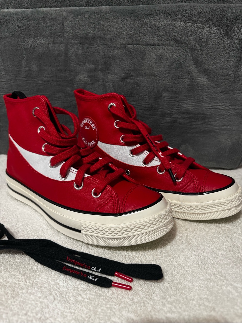 Coke Converse Mens 5 or Women’s 7. Red High-Top Sneakers with White Swoosh